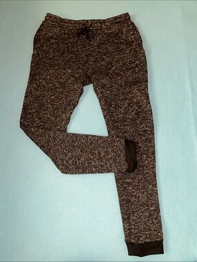 RUDOLPH knit joggers fleece lined heather black gray 3 pockets drawstring size L